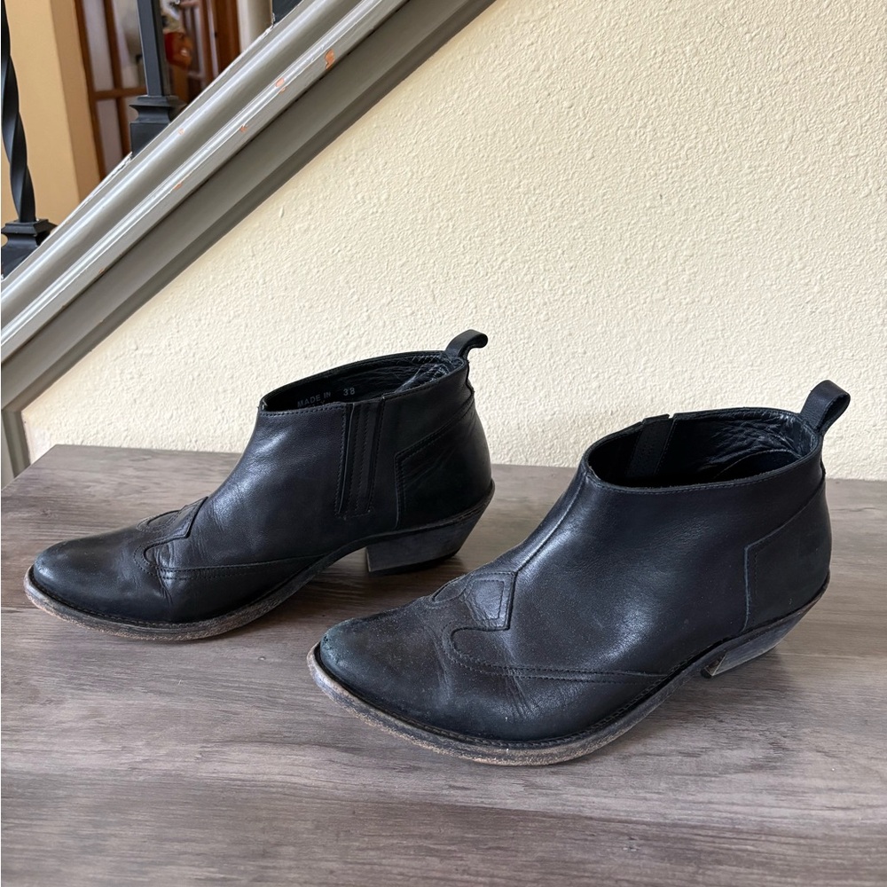 Golden Goose Black Leather Ankle Boots Size 38 - Picture 2 of 11